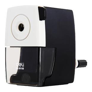 0610B得力手摇削笔器铅笔卷笔刀用削笔机 黑白时尚简约 商务办公