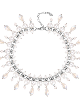 BXA珍珠水钻项链饰品女轻奢高级感设计锆石流苏锁骨链颈链配饰