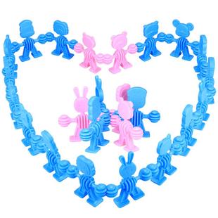 动物宝宝人偶脸谱手拉手益智积木3-4岁宝宝拼插1幼儿园2儿童玩具