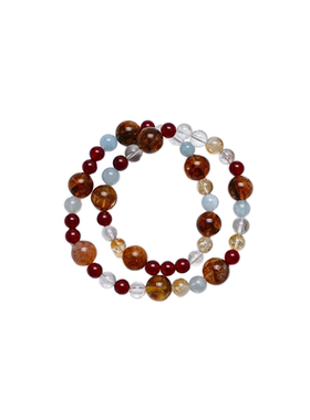 水晶手链天然黄塔晶红胶花白水晶