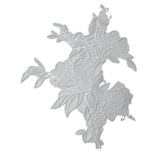 镂空鱼丝线蕾丝绣片白色刺绣布贴对花新娘头纱婚纱服装装饰品辅料