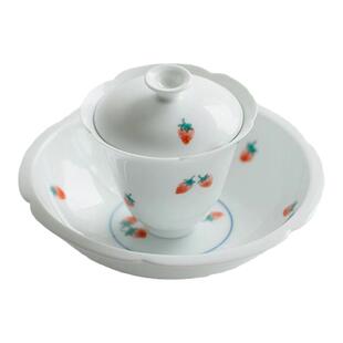 观澜造物纯手绘草莓陶瓷盖碗茶壶茶杯单壶家用泡茶带过滤孔茶具