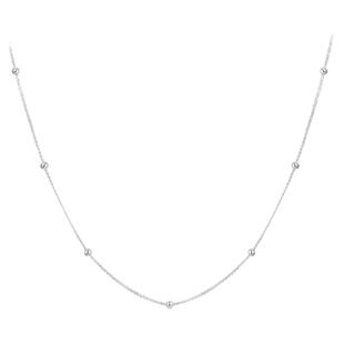 中国黄金侧身间珠链纯银项链足银990项链时尚项链送女友女神节