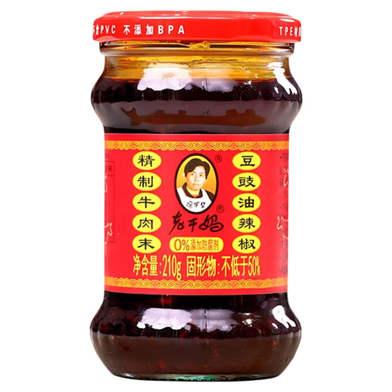 老干妈牛肉末豆豉油辣椒210g拌面调料蘸料香辣辣椒油辣椒酱拌饭