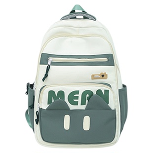 绿色书包女高中生设计感小众双肩包初中生大容量高颜值轻便背包