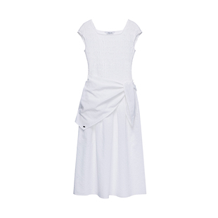 loeuvre松紧褶皱A字长裙26夏新品背心式连衣裙轻盈优雅女SS6MO711