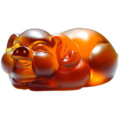 玻璃猪工艺品金猪摆件吉祥物琉璃