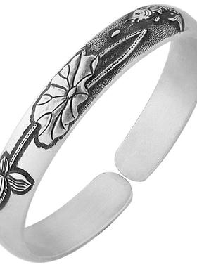 千锤佳艺女士金玉满堂送礼银手镯