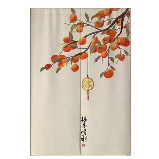 中式柿柿如意门帘新款中国风卫生间隔断布帘家用卧室玄关半截帘子