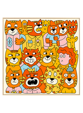 三小姐原木风儿童房装饰画插画