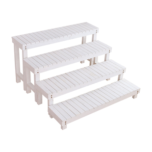 阶梯花架实木梯形单个多层落地式脚踏花凳阳台庭院防腐绿萝花盆架