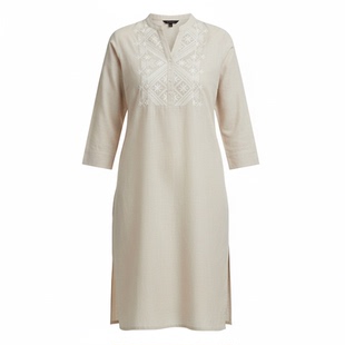 印度服饰新款民族风女棉麻异域风格刺绣薄款日常卡其色立领上衣