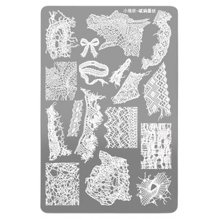 美甲破洞蕾丝转印钢板新款印花板蝴蝶结针织网纱指甲模板印章工具