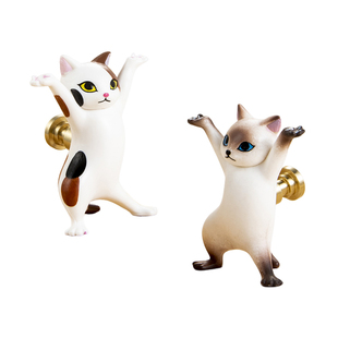 儿童房可爱动物猫咪拉手床头柜早教抽屉衣柜门把手可当衣钩多功能