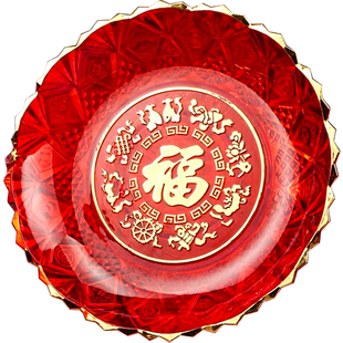 水晶莲花果碟果盘供奉 供财神供盘供碟金边大号供佛果盘塑料贡奉