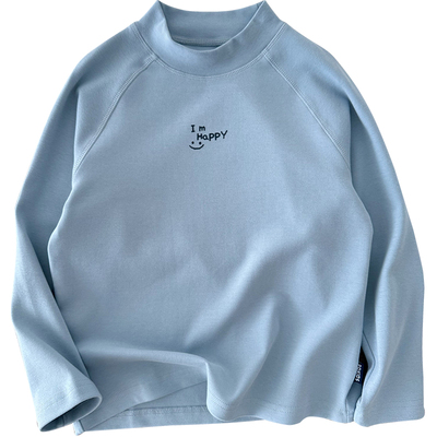 男童纯棉半高领打底衫防风保暖