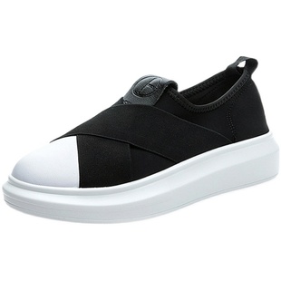 歌牧斯一脚蹬懒人单鞋女休闲2026春季新款松糕厚底布鞋孕妇鞋平底