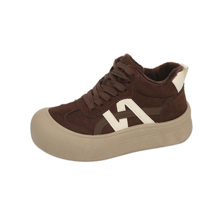 高帮板鞋女款2025新款冬季爆款加绒保暖雪地靴34码运动休闲二棉鞋