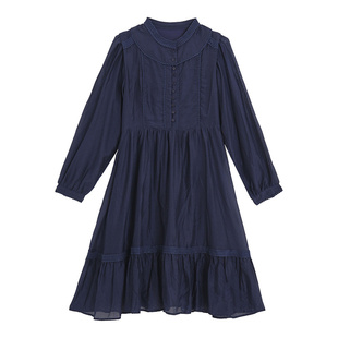 SANI奥莱桑蚕丝26春季百搭气质文艺通勤绣花甜美收腰长袖连衣裙女