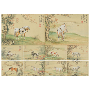 戈湘岚十骏图册微喷打印工笔马画法国画写意马临摹画稿动物画底稿