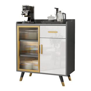 岩板餐边柜现代简约客厅小户型储物收纳玻璃门实木餐厅玄关茶水柜