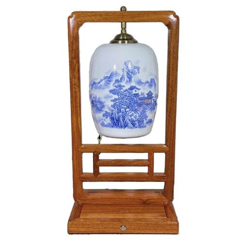 大果紫檀中式古典雅韵实木台灯榫卯工艺红木装饰茶室卧室床头宫灯