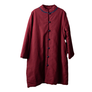 复古棉衣女中长款棉麻夹棉袍子中式盘扣加厚棉服禅修改良汉服棉袄