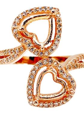 时尚个性款心形戒指空托轻奢百搭