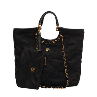 小香风菱格链条腋下包子母女包大容量单肩托特包牛津布手提帆布包