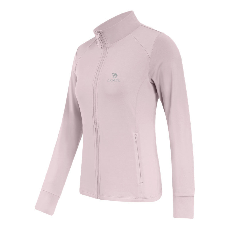 骆驼瑜伽服女秋冬薄绒外套修身健身服长袖