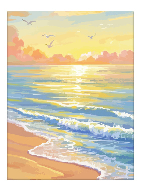 【海边日落】唯美治愈手绘涂色画