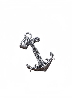 复古图腾花纹船锚吊坠项链男女