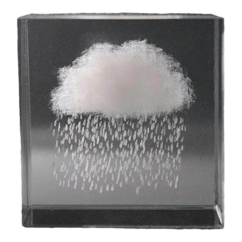 无聊了看看下雨的云朵雨点水晶方块解压桌面小摆件生日礼物中秋节