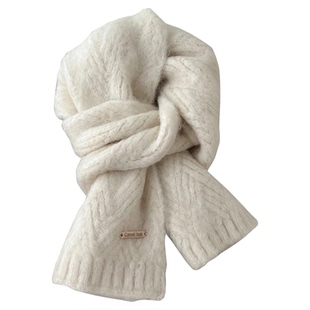 白色围巾女冬季2025新款韩系氛围感阿尔巴卡羊驼毛高级感软糯显白