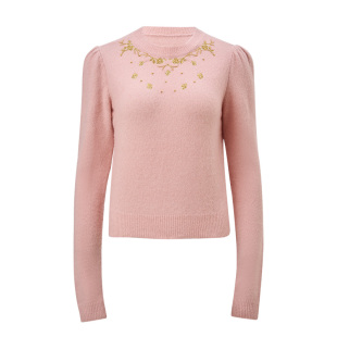 【时髦暖冬-商场同款】MAXRIENY华丽金绣套头毛衫修身显瘦上衣女