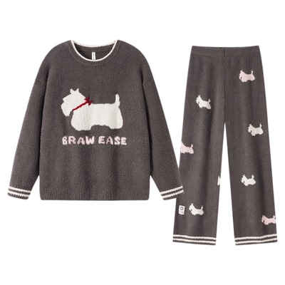 BE半边绒卡通小狗睡衣冬女新品