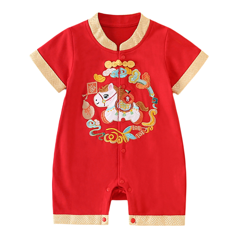 马年新生婴儿满月百天仪式感衣服