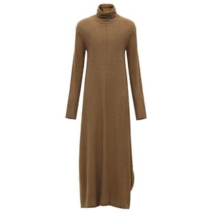 COCOBELLA立体波纹压褶高领连衣裙不对称解构针织长裙FR7071