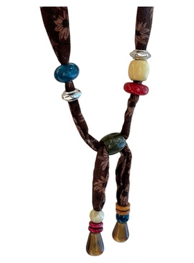 森系碎花串珠丝巾小众精致项链