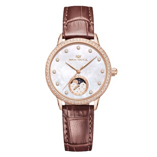 女神礼物海鸥表女士ST18机芯时尚月相全自动机械表女表腕表1136L