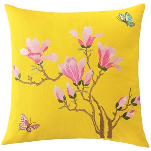 外贸库存加厚纯棉帆布刺绣绣花靠垫套沙发汽车办公室抱枕特价清仓