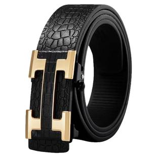 2025新款鳄鱼纹男士内穿皮带真皮纯牛皮自动扣商务腰带年轻人裤带