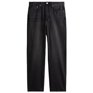 HM男装牛仔裤冬季中腰阔腿加厚棉质宽松直筒休闲裤0979945