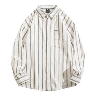 BOYUE帛跃条纹长袖衬衫春秋学生日常防晒通勤简约休闲薄外套男女