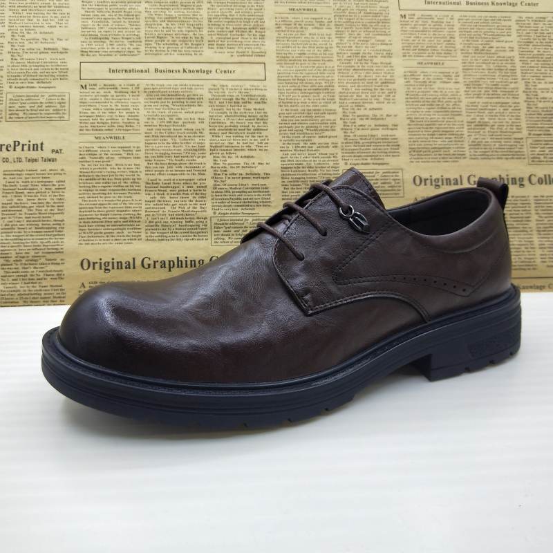 2025年新款真皮里外全皮商务正装英伦风圆头百搭德比鞋防滑男皮鞋