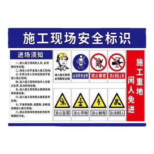 施工现场安全警示牌工地安全标识牌告知牌必须戴安全帽请勿靠近闲人免进生产车间入厂须知管理制度文明标语