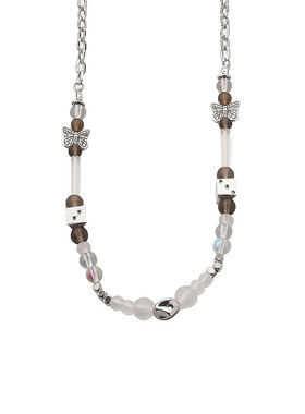 PDSTYLE 欧美街头钛钢拼接蝴蝶筛子嘻哈项链男女潮个性珍珠毛衣链