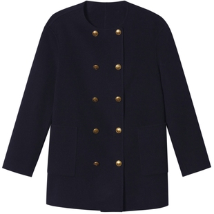 【羊毛混纺】PSALTER诗篇高领针织围脖式双面呢大衣冬款