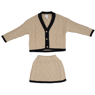 【断码清仓款】春秋女童小香风毛衣套装儿童装洋气针织名媛两件套