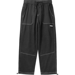 海澜之家旗下黑鲸宽松直筒牛仔裤男夏季松紧裤腰裤子男商场同款